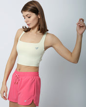 Load and play video in Gallery viewer, MW Sunshine Yellow Double Cross Bliss Bra giving you the good control without restricting movement.